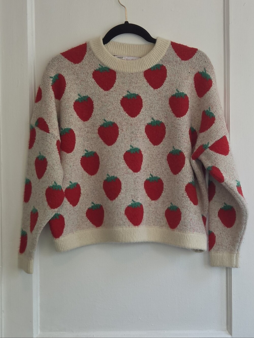 Lisa Says Gah Ella Strawberry Sweater M/L Boxy Cropped Knit